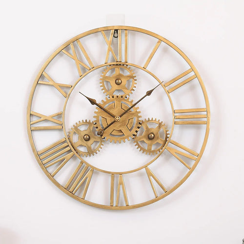 horloge murale rétro 3D luxe grand engrenage décorative artisanale - vue 8 sur 7