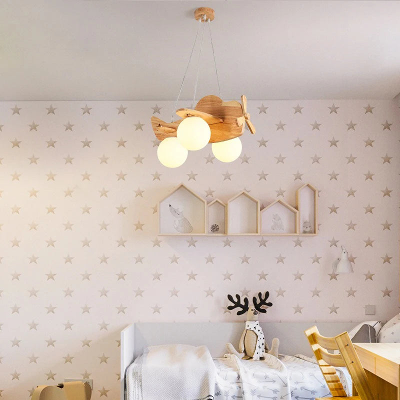 lustre en bois pour chambre d'enfant suspension décorative - vue 6 sur 15
