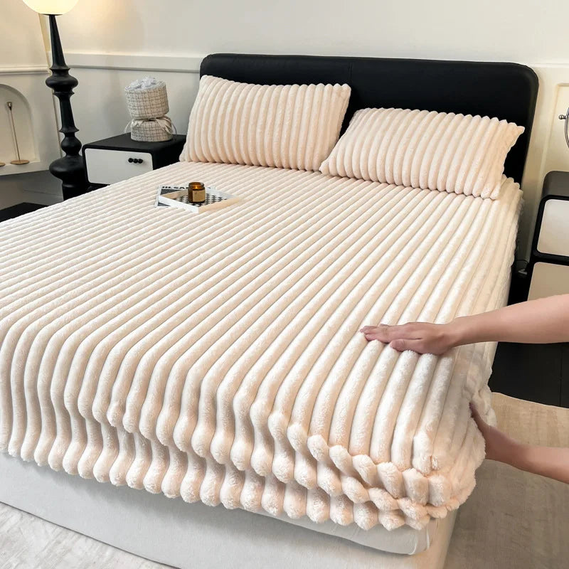 housse de matelas en velours chaud pour hiver doux et épais