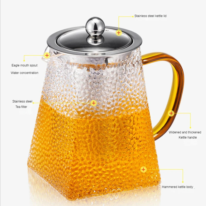Théière verre martelé avec filtre inox infuseur - vue 6 sur 7