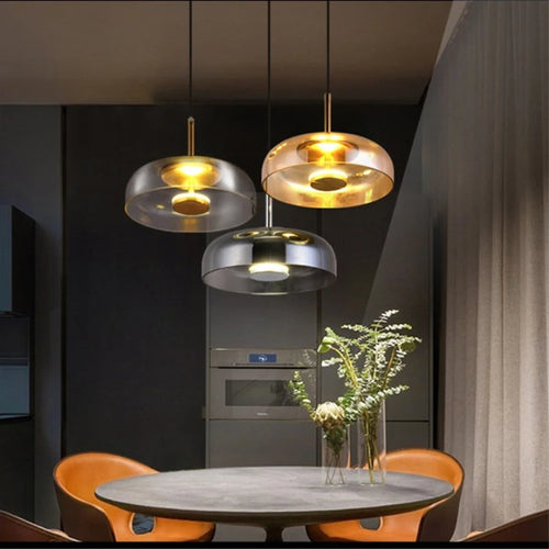 suspension en verre fumé transparent design nordique pour hôtel et café - vue 4 sur 9