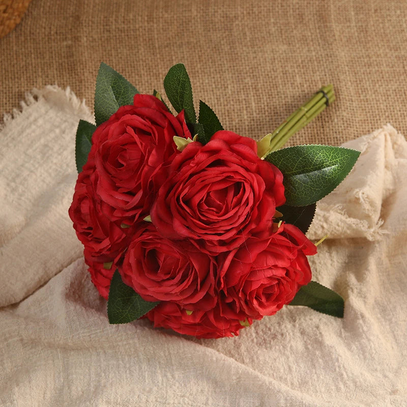 bouquet de roses artificielles décoration intérieure et extérieure fleurs faux - vue 10 sur 18