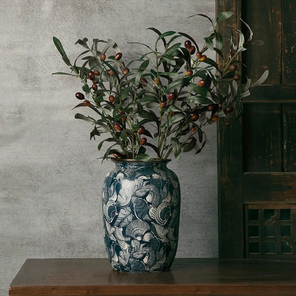vase rétro en céramique fait main avec dorure décorative - vue 6 sur 9