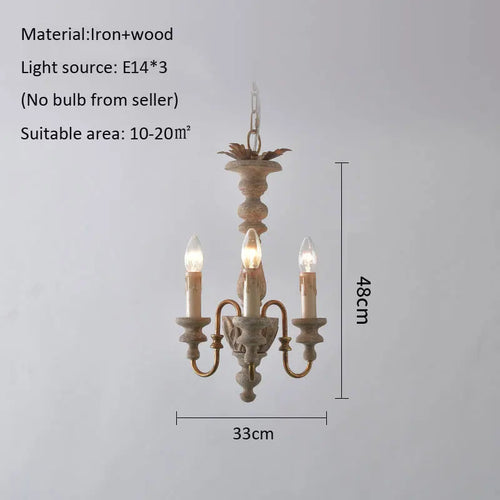 lustre en bois massif style américain rural nordique rétro - vue 3 sur 7
