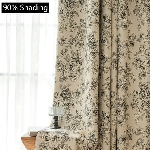 Rideau occultant imprimé style europeen pour chambre salon