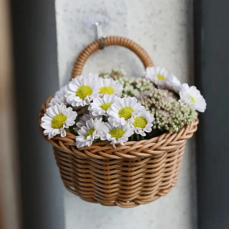panier de rangement mural suspendu tissé pour fleurs et légumes - vue 5 sur 10