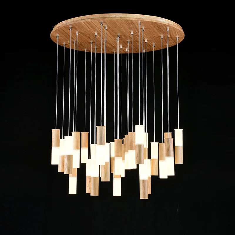 lustre en bois moderne pour éclairage intérieur design - vue 4 sur 14