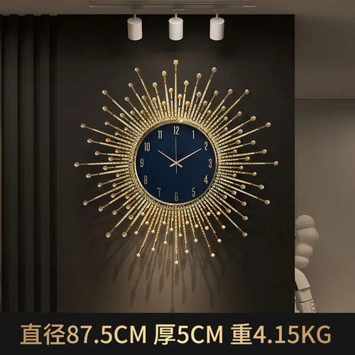 horloge murale de luxe en forme de soleil pour décoration moderne - vue 7 sur 10