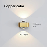 applique murale carré cuivre moderne led double tête luxe