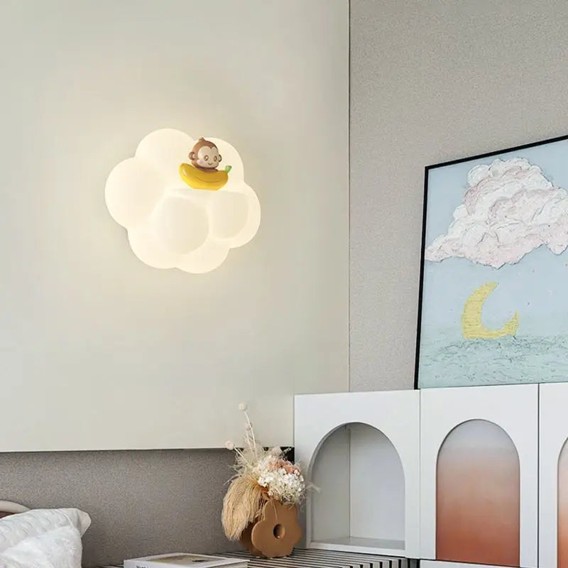 applique murale nuage ours chat singe pour enfants bébé - vue 5 sur 9