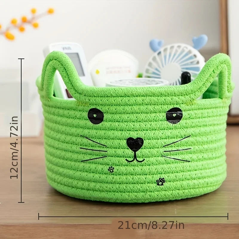 panier en corde de coton pour jouets animaux mignon avec oreilles - vue 9 sur 11