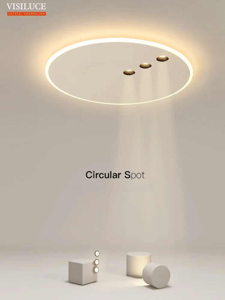 plafonnier led rond minimaliste à intensité variable pour intérieur - vue 3 sur 8