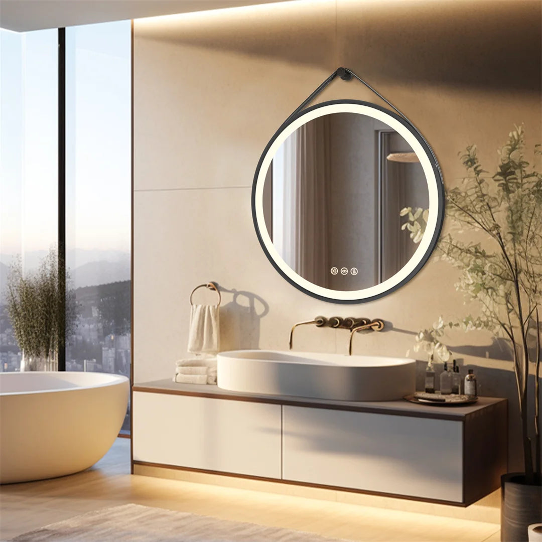 miroir rond avec capteur tactile et lumières led - vue 4 sur 9