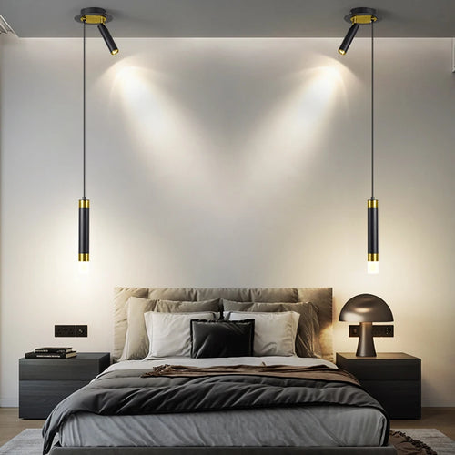 lampe de chevet moderne avec projecteur rotatif led suspension