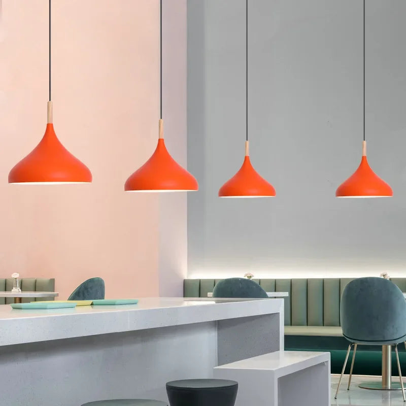 Restaurant boutique commerciale Bar moderne minimaliste magasin de thé au lait Orange personnalisé Style industriel magasin de fondue Orange Chandeli
