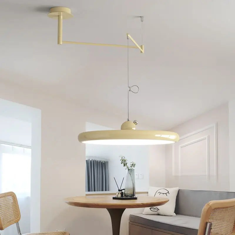 Suspension pliantes rétractables nordiques laiteux jaune argent suspension Restaurant Table à manger bureau lustre lampe 220V - vue 3 sur 10