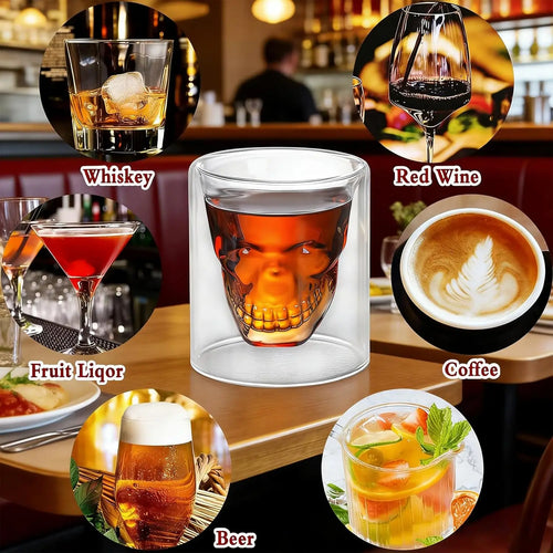 Verre cocktail forme crâne épais résistant bar