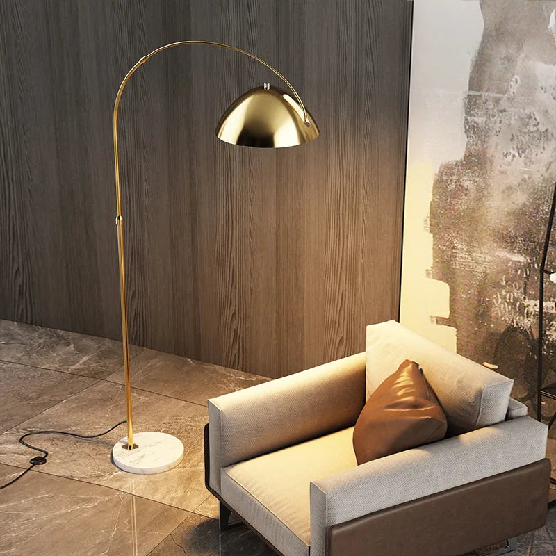 Lampadaire arc en métal chromé moderne minimaliste - vue 5 sur 8