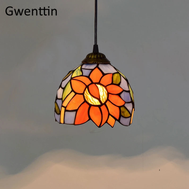 suspension en verre teinté style tiffany pour décoration moderne - vue 13 sur 14