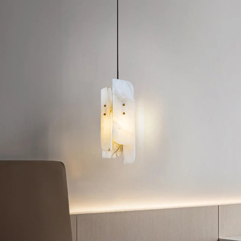 suspension en marbre véritable avec fil de cuivre réglable - vue 3 sur 7