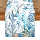 Chemin de table motif vie marine étoiles hippocampes