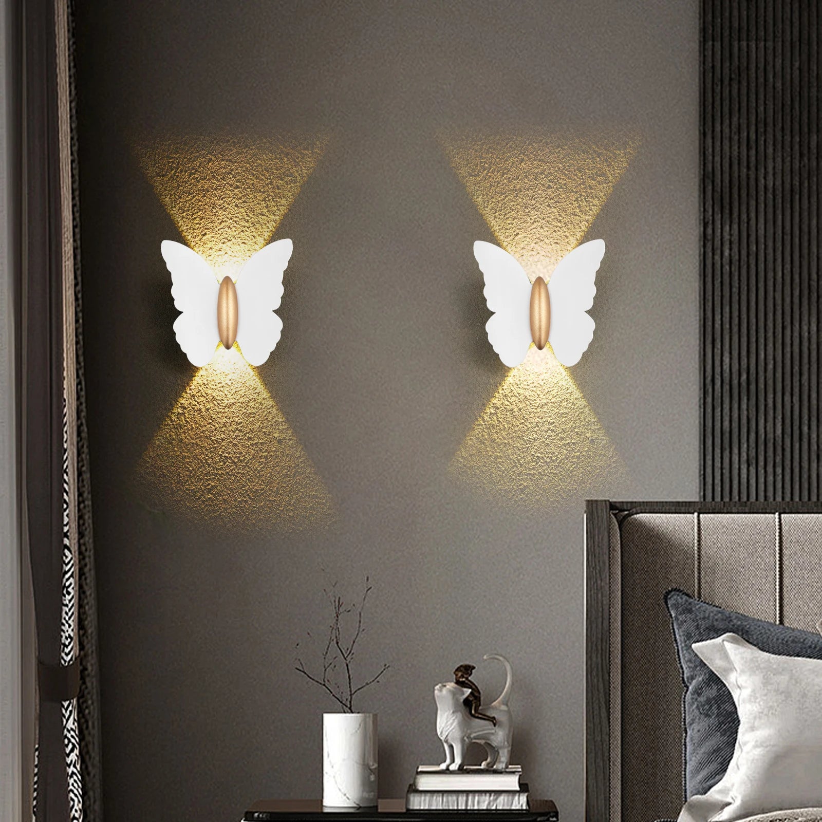 Appliques murales LED modernes 12W IP65 applique murale en métal LED lumières en aluminium LED applique murale papillon blanc LED pour ampoules LED - vue 7 sur 8