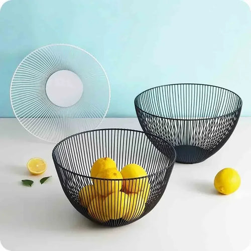 panier de rangement en métal pour fruits et pain - vue 2 sur 8
