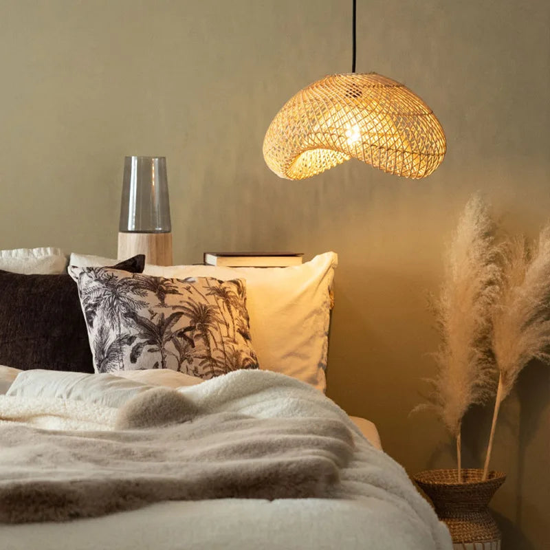 Lustre en rotin de style Wabi sabi fait à la main - vue 4 sur 7