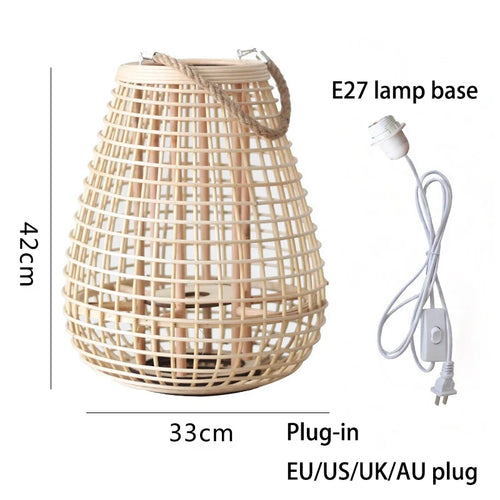 lampadaire en rotin avec chandelier et bougie électronique décorative - vue 18 sur 18
