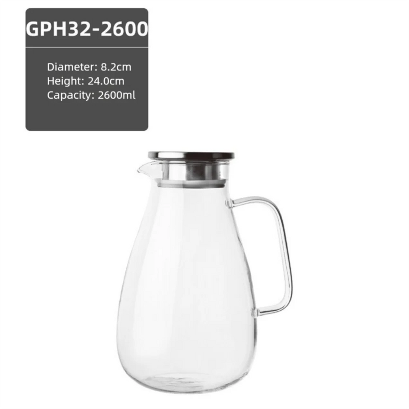 carafe en verre borosilicate 2600 ml avec couvercle