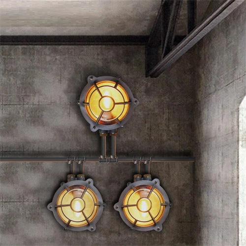 applique murale industrielle vintage éclairage extérieur étanche en fer et verre - vue 6 sur 6