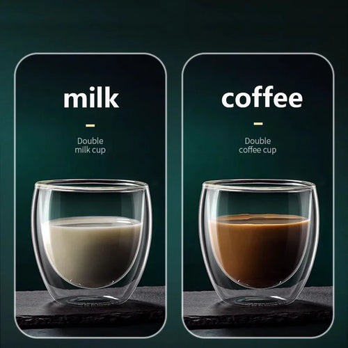 Ensemble tasses expresso double paroi verre 80 ml