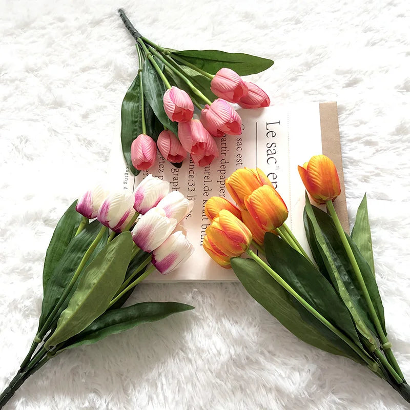 bouquet de tulipes artificielles pour mariage et décoration intérieure - vue 2 sur 11