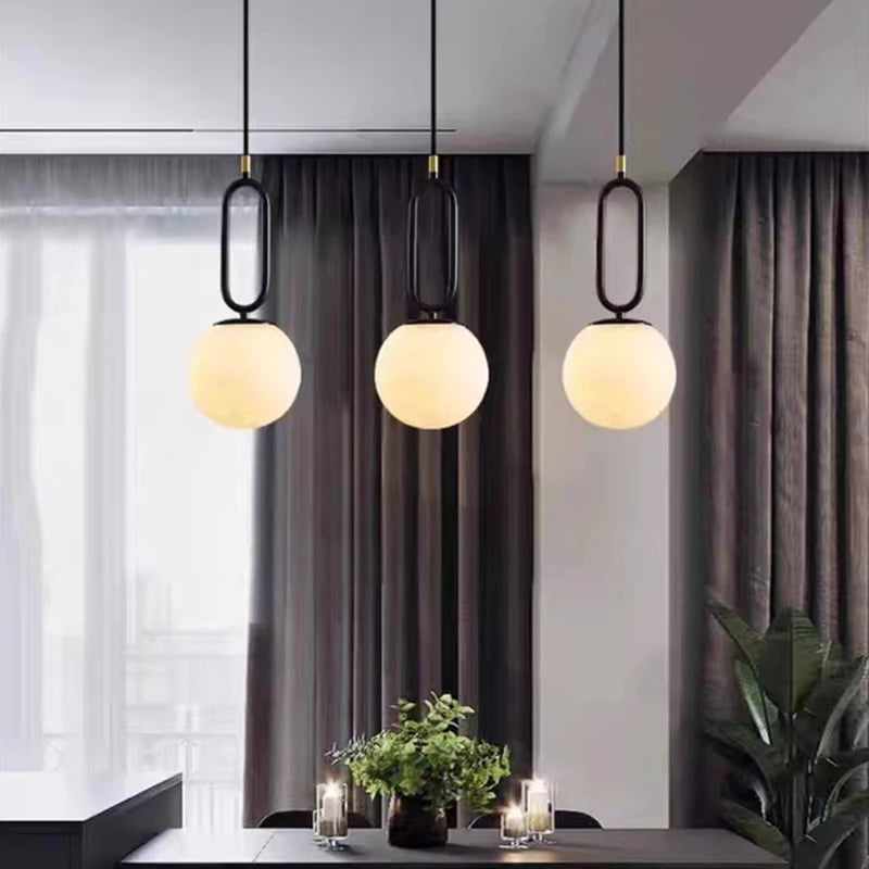suspension led en laiton et marbre naturel décorative réglable