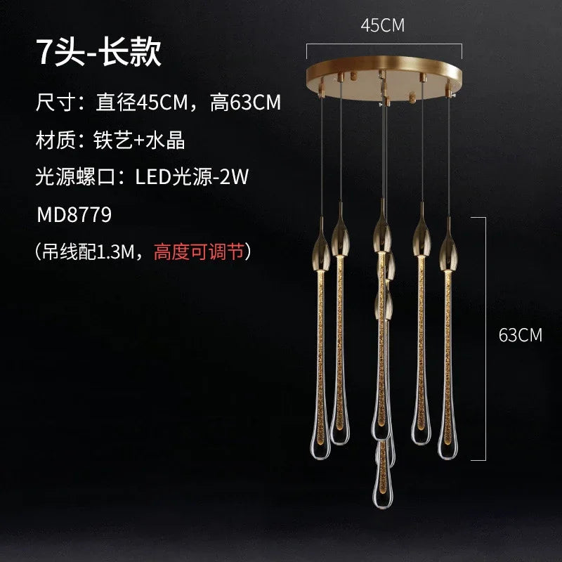 suspension design en verre en forme de gouttelettes d'eau élégante - vue 11 sur 12