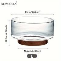 Bol fruits verre base bois design moderne salon