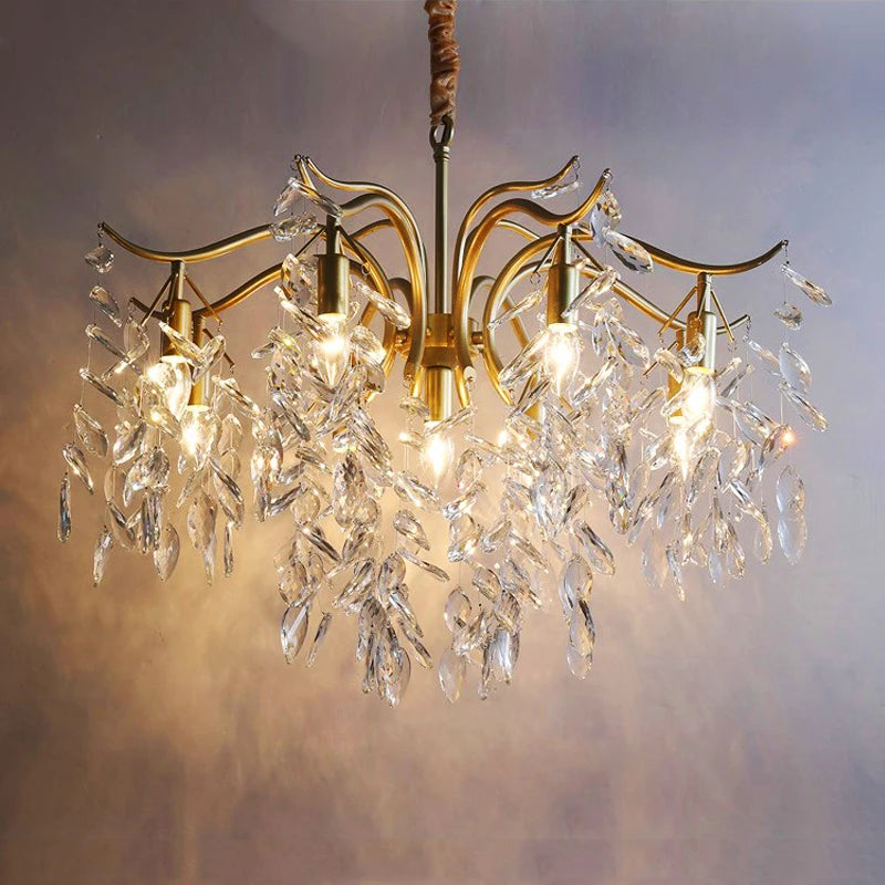 lustre nordique led en cristal de luxe décoration - vue 5 sur 14