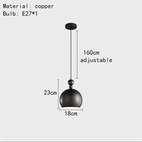 suspension vintage en cuivre avec 	 réglable