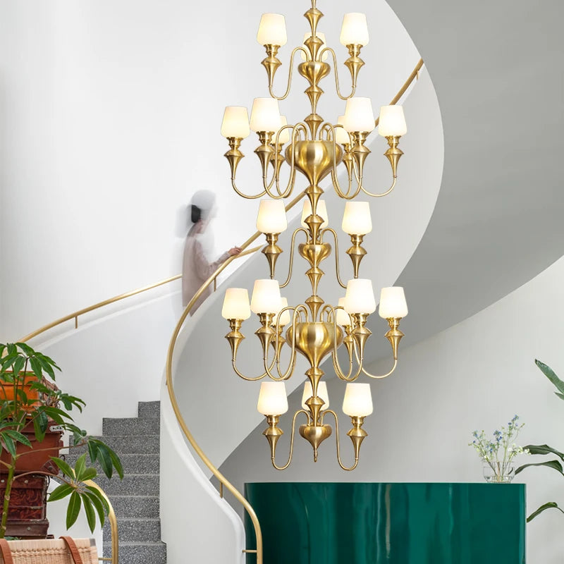 lustre à led en cuivre noir pour décoration d'hôtel élégant - vue 4 sur 22