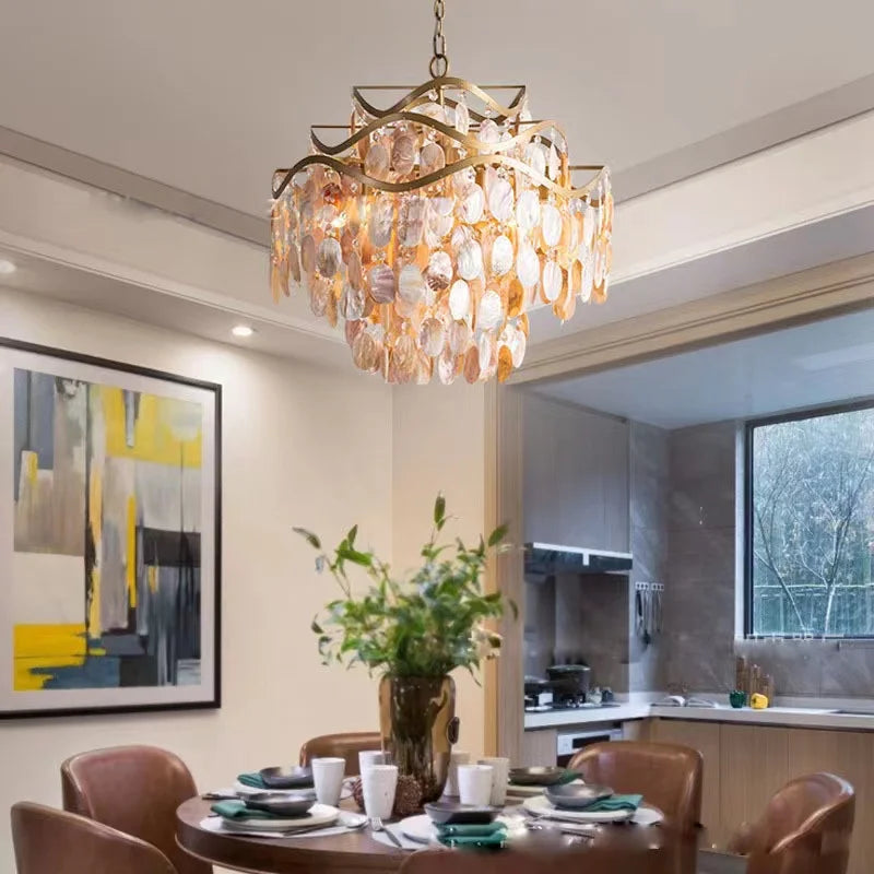 lustre led en coquille conque style américain - vue 4 sur 9