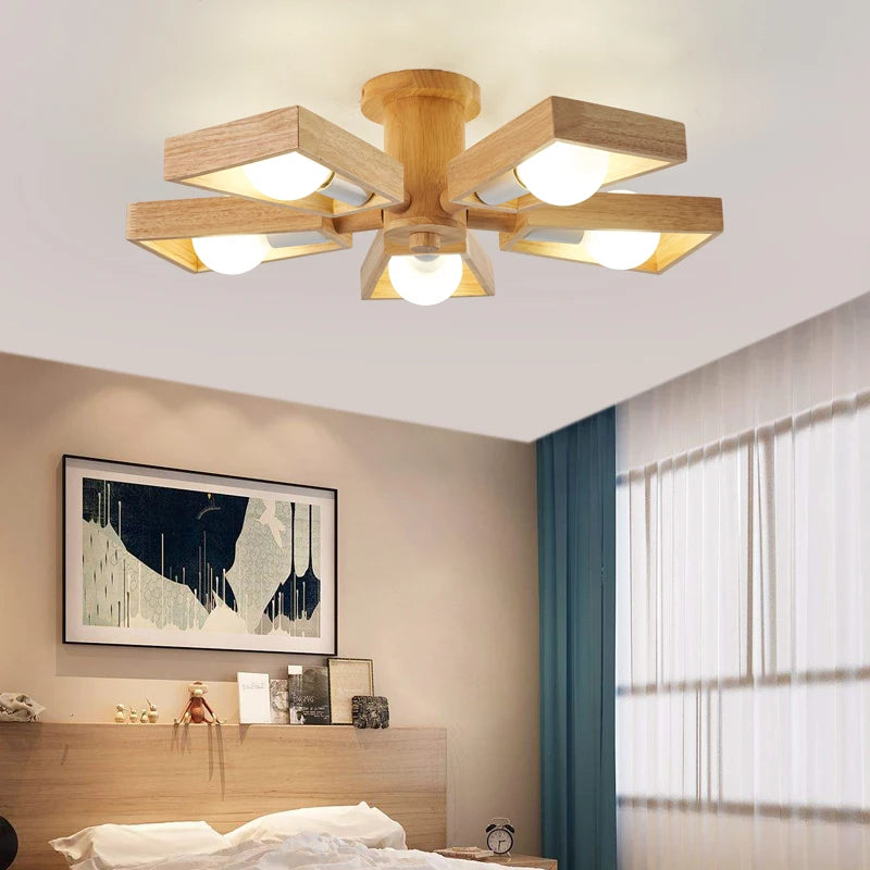 lustre suspendu en bois d'éclairage d'arbre nordique pour décoration - vue 3 sur 10