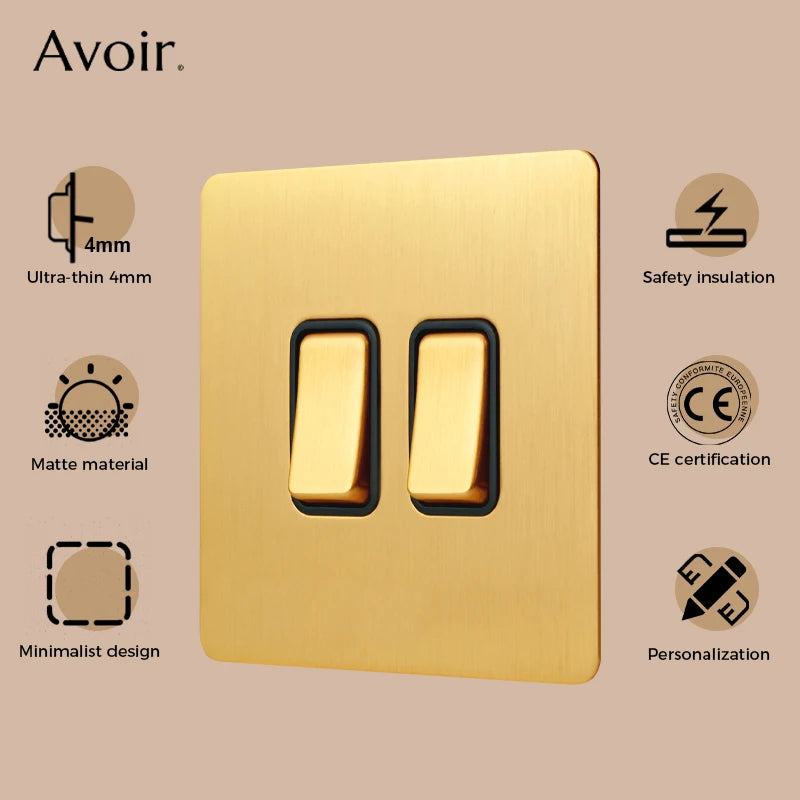 Prise RJ45 en acier doré brossé bords arrondis