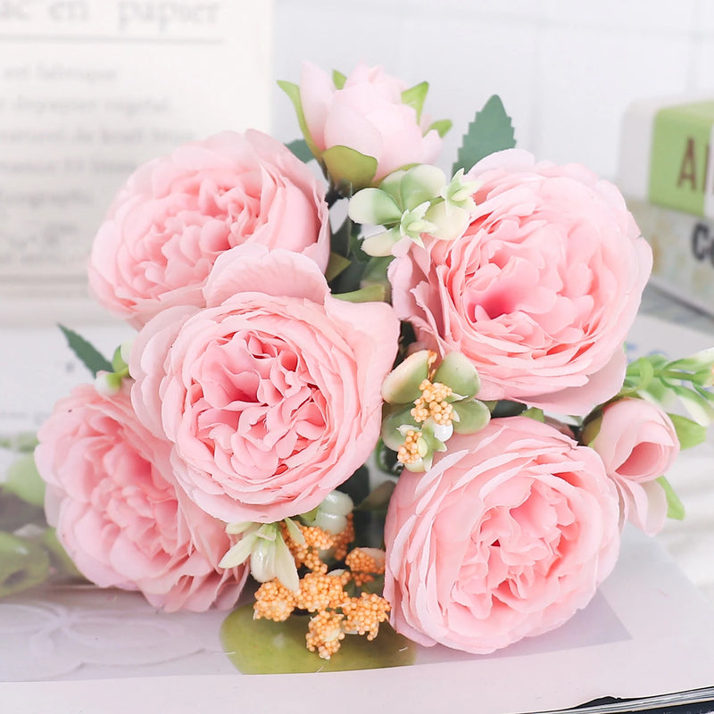 fleurs artificielles soie pivoine hortensia décoration mariage bouquet
