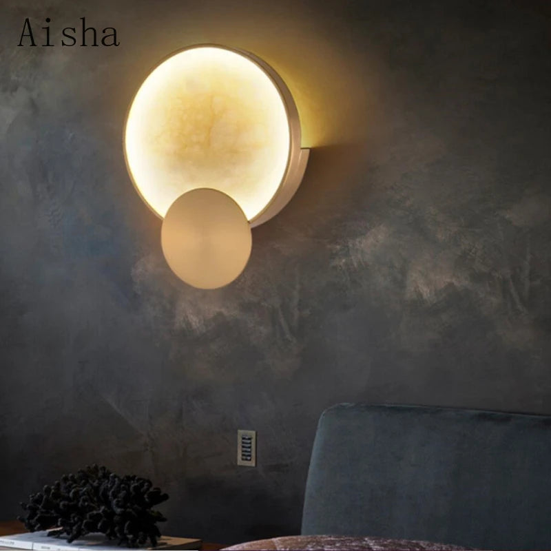 applique moderne en marbre avec éclairage led décoratif luxe - vue 4 sur 7