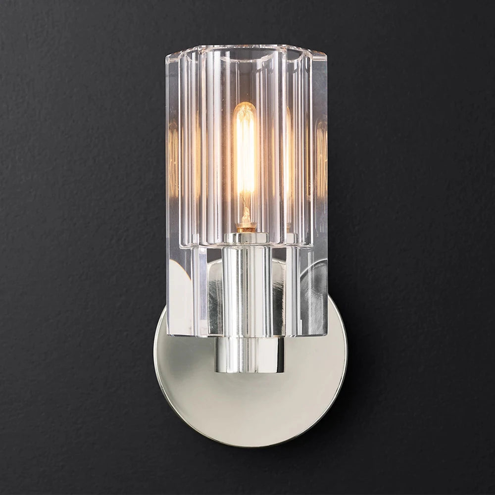 Modern brass LED wall lamp, indoor transparent crystal lamp, household decoration, bedside living room - vue 6 sur 6