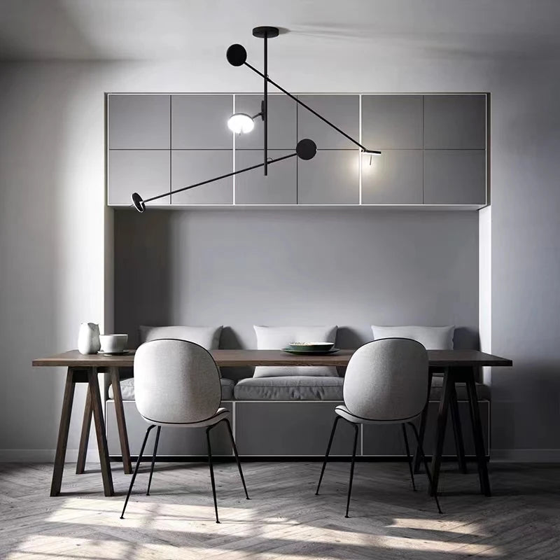 suspension minimaliste en métal noir pour décoration intérieure