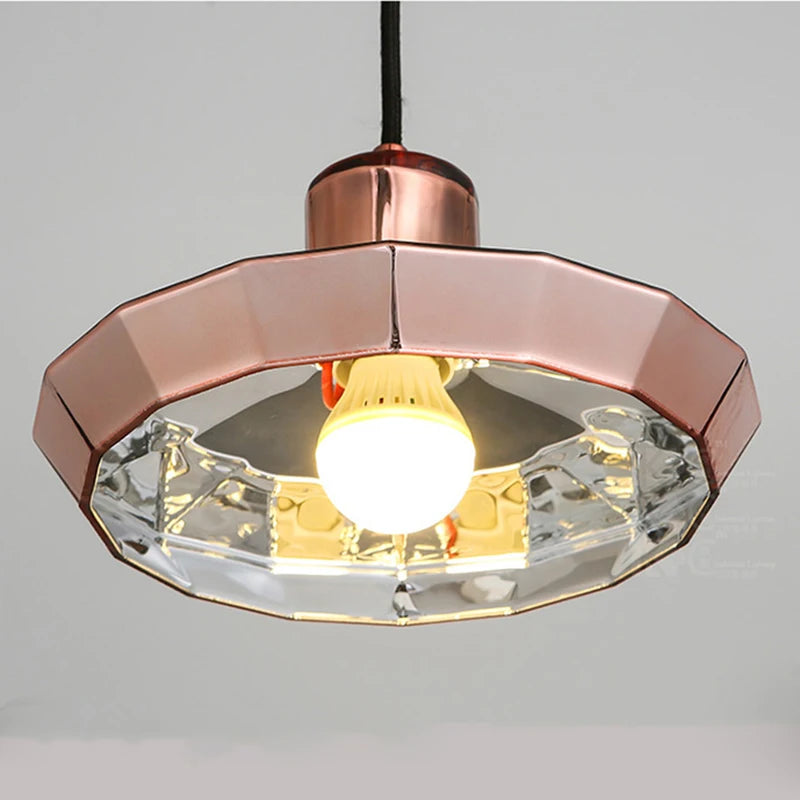 suspension en verre or rose pour cuisine et restaurant - vue 9 sur 10