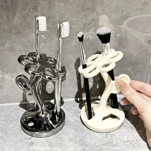support de rangement élégant pour brosses et maquillage
