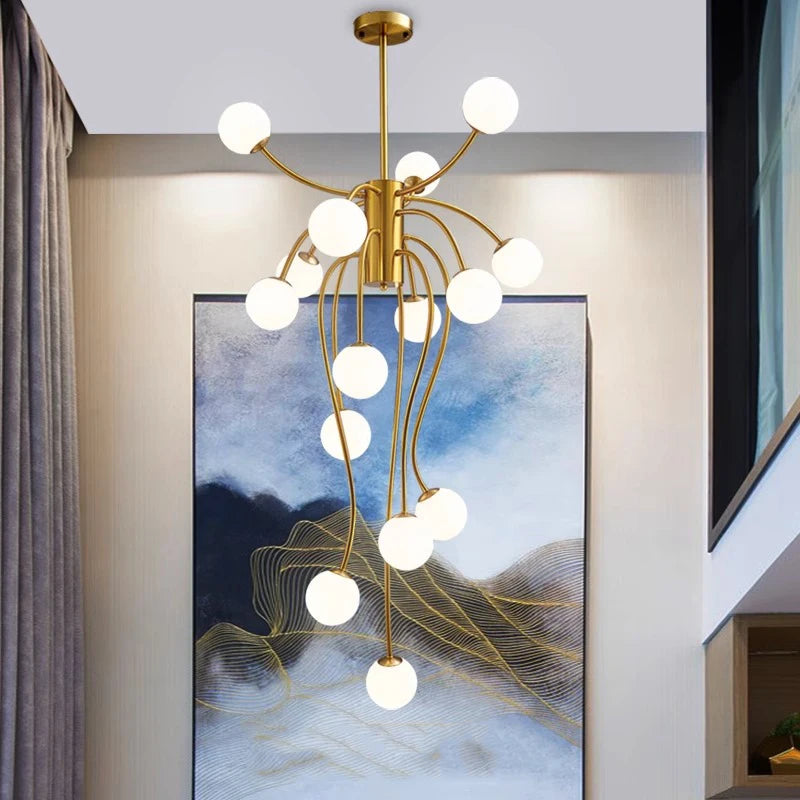 Nordic home decoration, stair chandelier, living room and dining room Pendant lights, ceiling light, indoor lighting - vue 5 sur 8