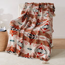 plaid tricoté géométrique bohème avec pompons doux chaud